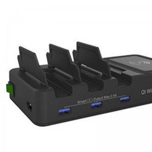 4 in 1 Qi ชาร์จไร้สาย 3 พอร์ต usb สถานีชาร์จ